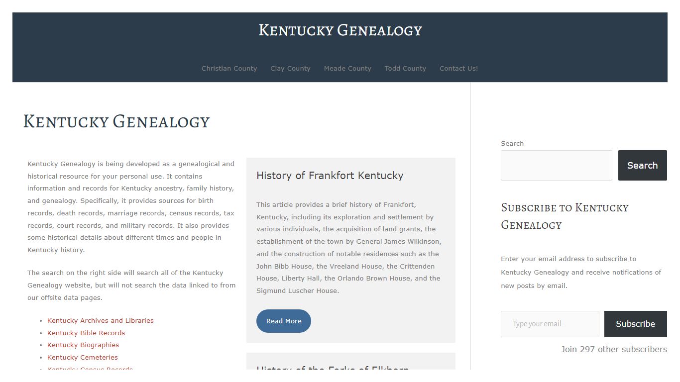 Kentucky Genealogy – Kentucky Genealogy